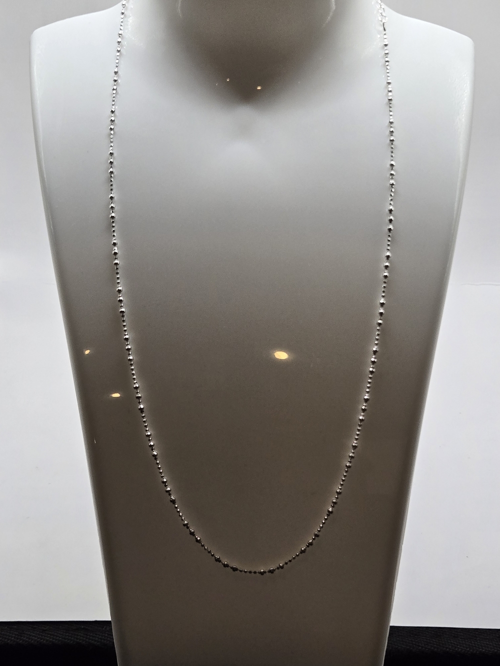 Classic Sterling Silver Beaded Long Necklace - Elegant Women’s Jewelry